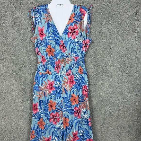 Lascana VS Womens Jumpsuit Faux Wrap Floral sz 10 Wide Leg Tropical bloomcore - Picture 2 of 16